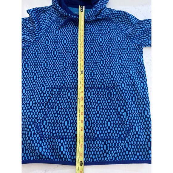 Nike Hooded Pullover Women Small Therma Fit Pockets Athleisure Hoodie Blue Dots - Picture 9 of 12
